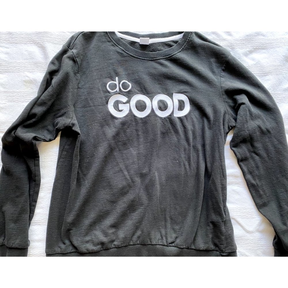 Sweet Soul Clothing Co Women's Large Black Pullover Sweater "DO GOOD" White Top